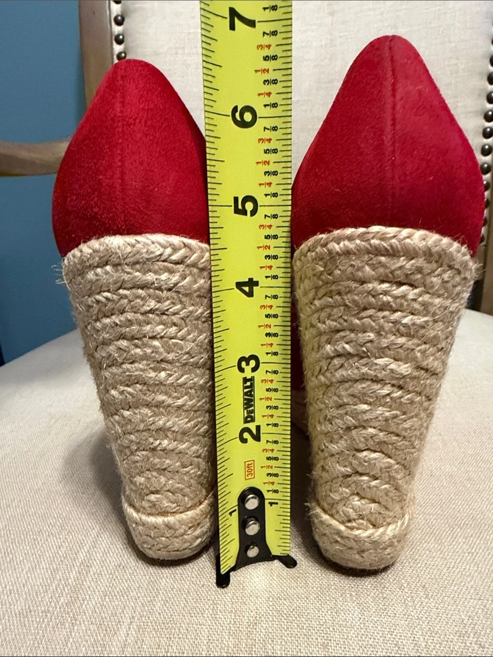 Salvatore Ferragamo Red Suede “Bernie” Espadrille Platform Wedges, Size 6C